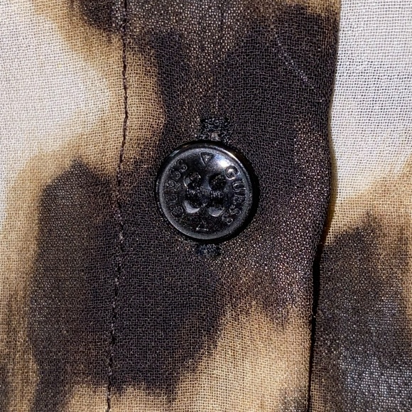 GUESS Leopard Print Button up Chiffon Long Sleeve Blouse XS - Picture 9 of 9